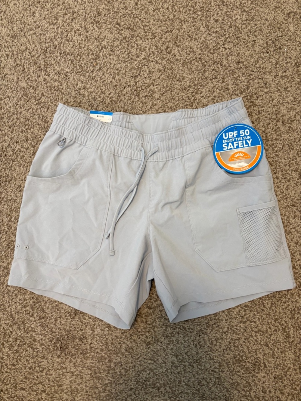 NWT Columbia Light Gray Women's UPF 50 Active Shorts with Drawstring